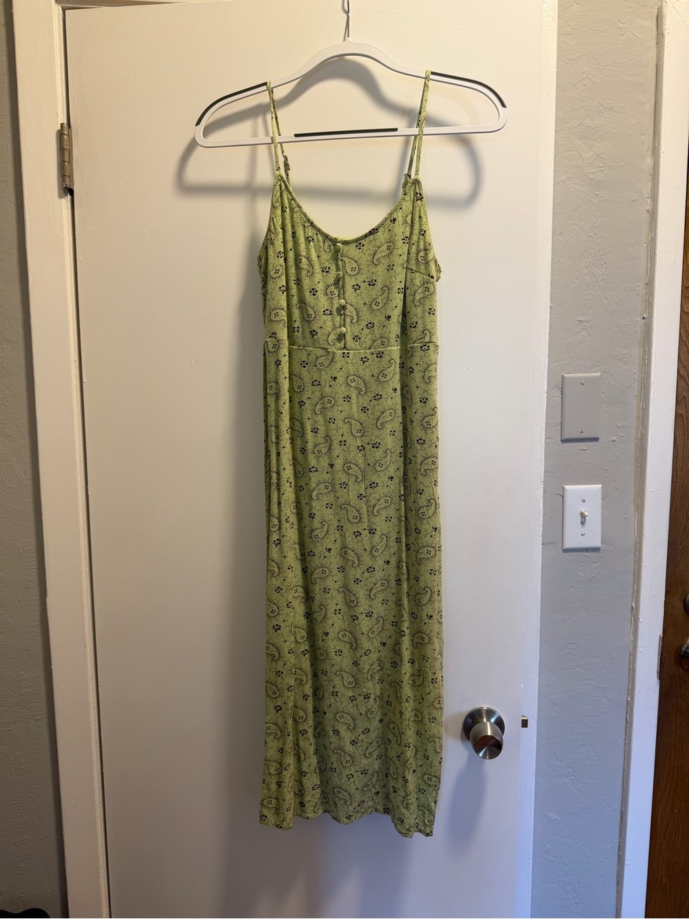 bp Lime Green Paisley Maxi Slip Dress